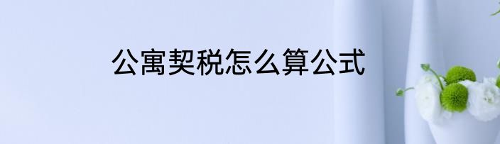 公寓契税怎么算公式