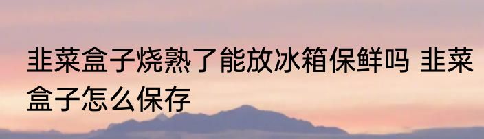韭菜盒子烧熟了能放冰箱保鲜吗 韭菜盒子怎么保存