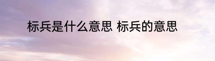 标兵是什么意思 标兵的意思