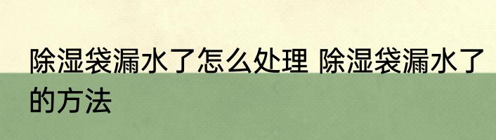 除湿袋漏水了怎么处理 除湿袋漏水了的方法