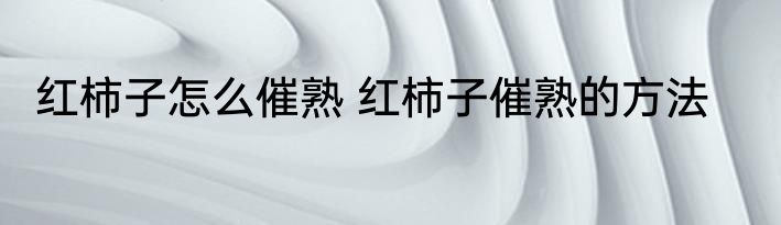 红柿子怎么催熟 红柿子催熟的方法