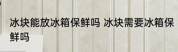 冰块能放冰箱保鲜吗 冰块需要冰箱保鲜吗