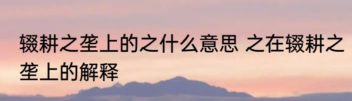 辍耕之垄上的之什么意思 之在辍耕之垄上的解释