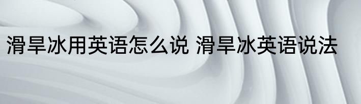 滑旱冰用英语怎么说 滑旱冰英语说法