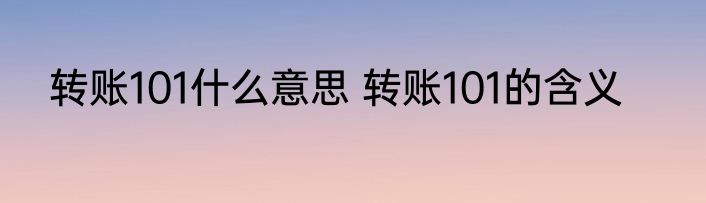 转账101什么意思 转账101的含义