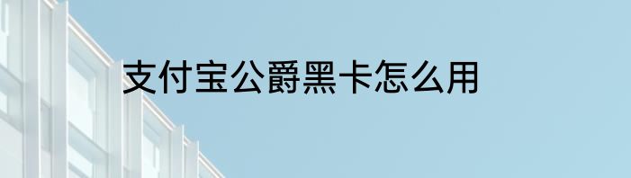 支付宝公爵黑卡怎么用