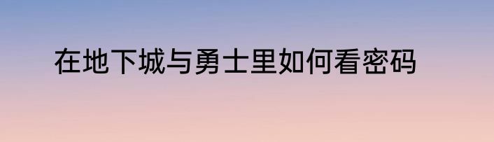 在地下城与勇士里如何看密码