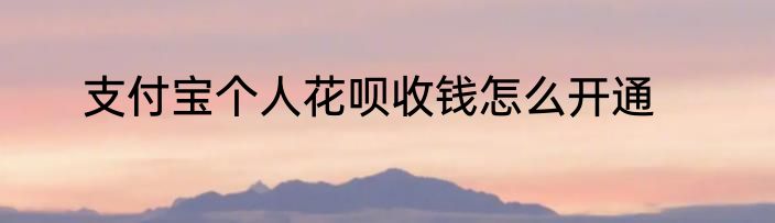支付宝个人花呗收钱怎么开通