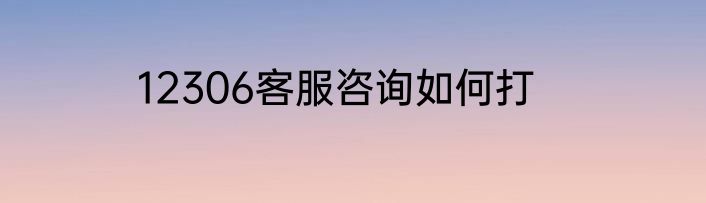 12306客服咨询如何打