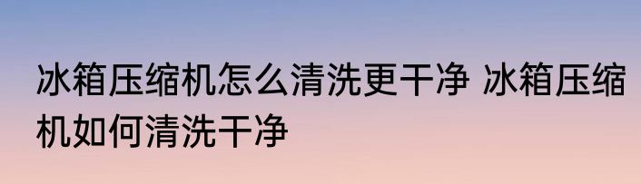 冰箱压缩机怎么清洗更干净 冰箱压缩机如何清洗干净