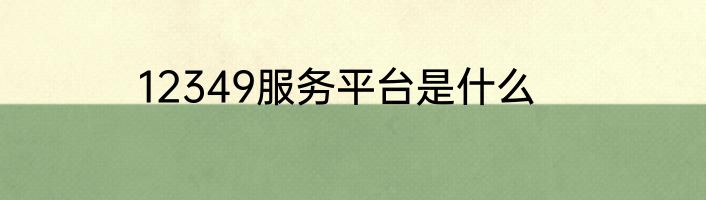 12349服务平台是什么