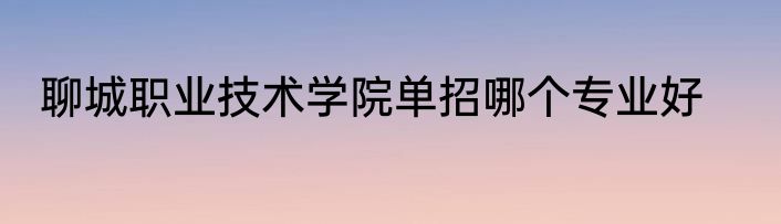 聊城职业技术学院单招哪个专业好