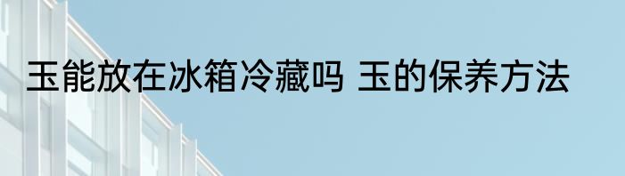 玉能放在冰箱冷藏吗 玉的保养方法