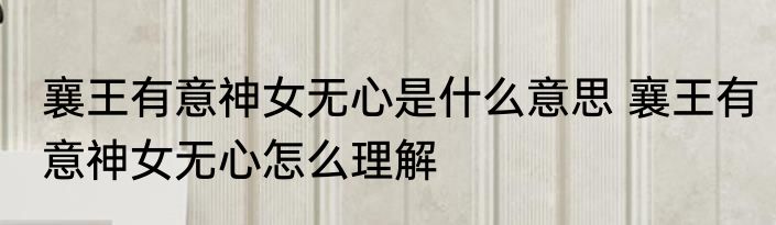 襄王有意神女无心是什么意思 襄王有意神女无心怎么理解