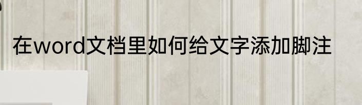 在word文档里如何给文字添加脚注