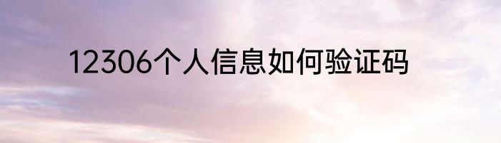 12306个人信息如何验证码