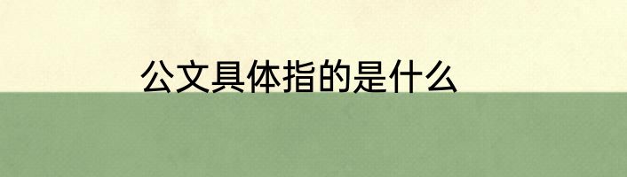 公文具体指的是什么