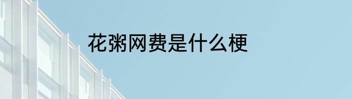 花粥网费是什么梗