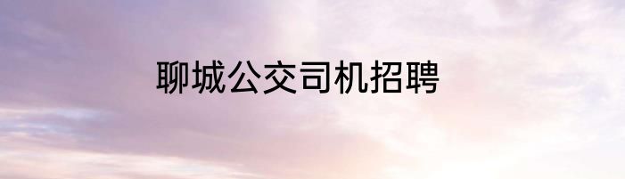 聊城公交司机招聘