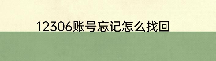 12306账号忘记怎么找回