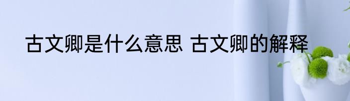 古文卿是什么意思 古文卿的解释