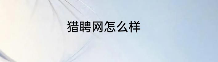 猎聘网怎么样