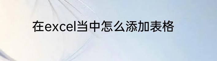 在excel当中怎么添加表格