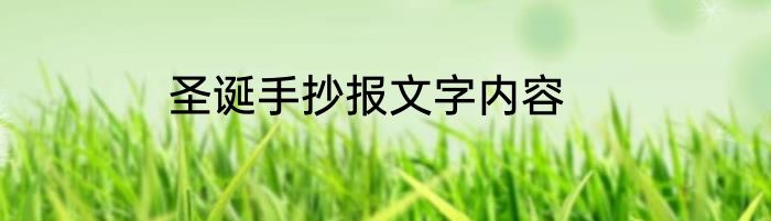 圣诞手抄报文字内容
