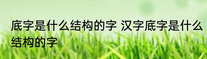 底字是什么结构的字 汉字底字是什么结构的字