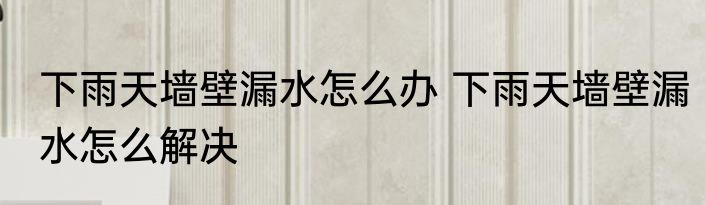 下雨天墙壁漏水怎么办 下雨天墙壁漏水怎么解决