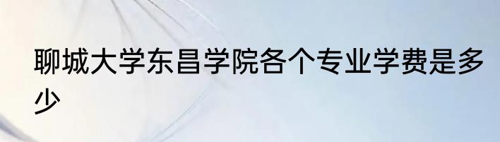 聊城大学东昌学院各个专业学费是多少