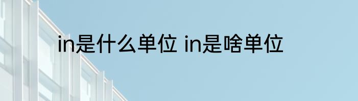 in是什么单位 in是啥单位