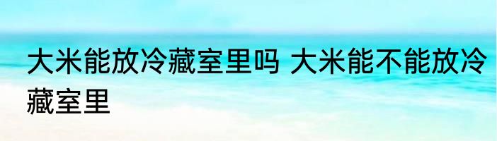 大米能放冷藏室里吗 大米能不能放冷藏室里
