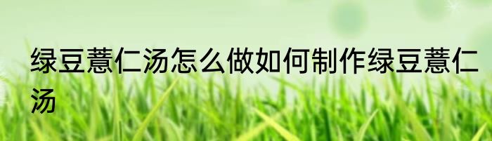 绿豆薏仁汤怎么做如何制作绿豆薏仁汤