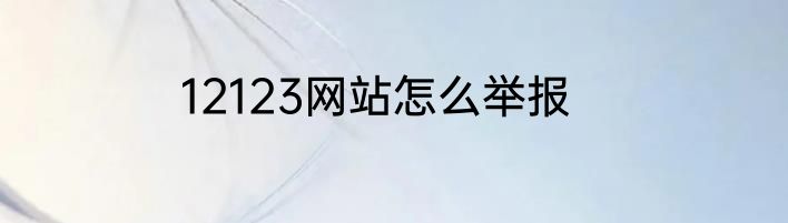 12123网站怎么举报