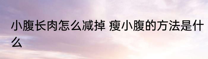 小腹长肉怎么减掉 瘦小腹的方法是什么
