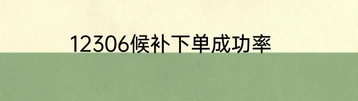 12306候补下单成功率