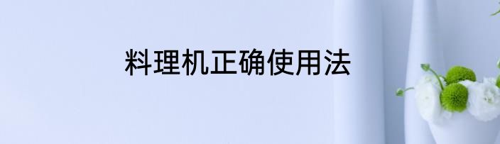料理机正确使用法