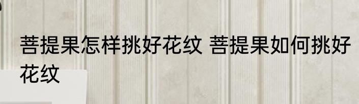 菩提果怎样挑好花纹 菩提果如何挑好花纹