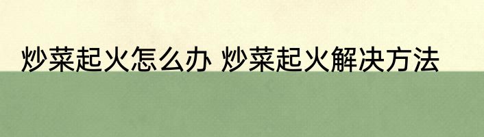 炒菜起火怎么办 炒菜起火解决方法