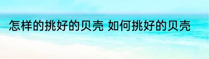 怎样的挑好的贝壳 如何挑好的贝壳