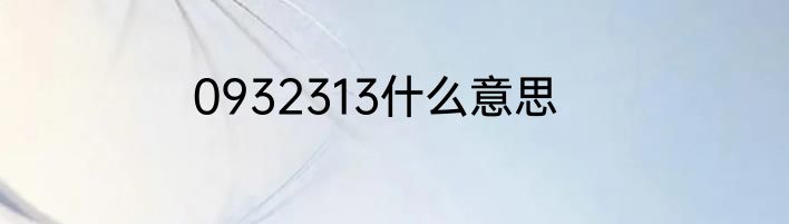 0932313什么意思