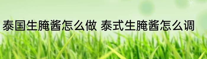 泰国生腌酱怎么做 泰式生腌酱怎么调