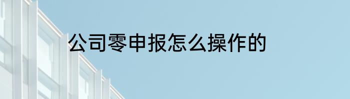 公司零申报怎么操作的