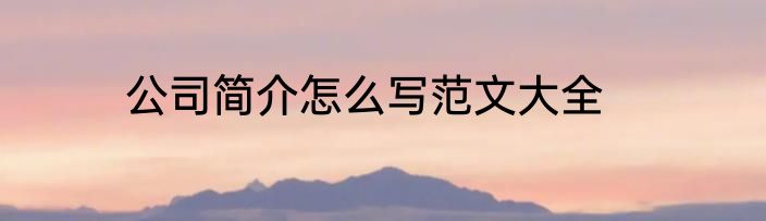 公司简介怎么写范文大全