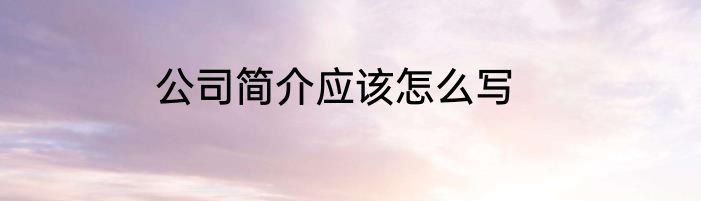 公司简介应该怎么写