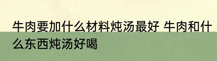 牛肉要加什么材料炖汤最好 牛肉和什么东西炖汤好喝