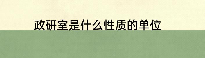 政研室是什么性质的单位