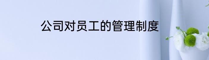 公司对员工的管理制度
