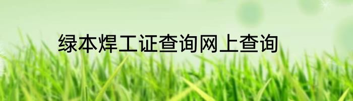 绿本焊工证查询网上查询
